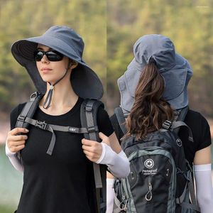 넓은 챙 모자 여성 보닛 넥 보호 UV 방지 태양 모자 숙녀 목도 바이저 캡 버킷