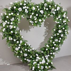 White Rose Green Eucalyptus Leaf Plant Floral Arrangement With heartshaped Frame Arch Wedding Backdrop Floor Flower Row decor 85