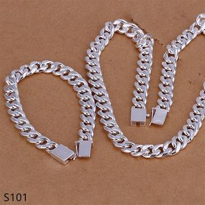 12mm very heavy sterling silver plate jewelry sets fashion 925 silver Necklace Bracelet jewelry set same 9 diffrent style G3563