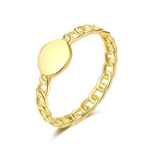 European American Punk Style Metal Chain S925 Silver Ring Smycken Personlighet Kvinnor pläterade 18K Gold Ring for Women's Wedding Party Valentine's Day Christmas Gift SPC