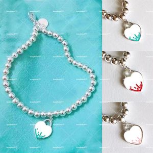 Tasarımcı Bilezik Kadın Mücevherleri Klasik 925 Gümüş Kalp Mavi Kırmızı Pembe Üç Renkli Kolye Moda Doğum Günü Aşkları Düğün202b