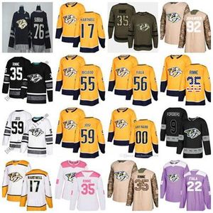 17 Wayne Simmonds Nashville Predators 35 Pekka Rinne 59 Roman Josi Maglie da hockey Uomo Donna Gioventù Rosa Viola Salute 100esimo Nero Home