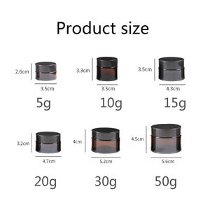 Hava geçirmez koku cam bitki konteyneri baharat depolama şişe hapı Stash Amber Jar 5G 10g 15ml 20ml 30ml 50ml Kozmetik Yüz Krem Şişe Dudak Kabı Kap Tencereleri