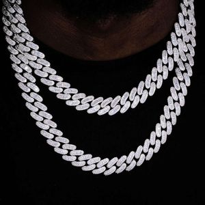 Bussdown 925 Sterling Silver Miami Link Chain z certyfikatem GRA 16 mm Bagieette Big Iced Out Moissanites Cuban Chain