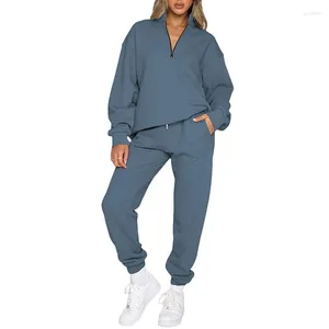 Herren Hoodies Damen 2-teilige Outfits Sweatsuit Übergroßer Pullover mit halbem Reißverschluss Langarm Sweatshirt Jogger Hosen Set mit Taschen