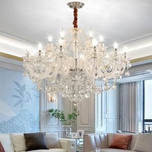 Ljuskronor Durahonn Luxury K9 Crystal Chandelier 18 Lätt modernt klart tak E12 Bas för matsdagsrum (18 lampor)