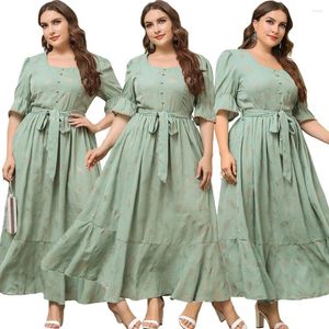 Etniska kläder plus size kvinnor boho 2023 sommartryck lång klänning kaftan kalkon dubai maxi muslim bälte klänning arabiska abaya islamisk