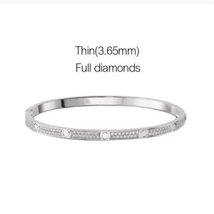 Bangles ince hareket bileziği tornavida altın gül platin tam elmas tasarımcı bilezik moda takı kadınlar 3 65mm bracele259l