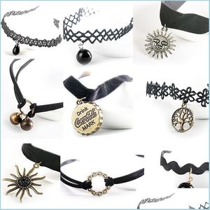 Charm Bracelets Necklaces Pendants High Quality Jewelry Wholesale Lace Collar Ribbon Neckband Bell Starfish Necklace Pretty Veet Cho Dhwhp