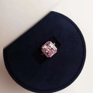 الموضة- 2020 S925 Silver Plated 18K Gold Pink Pink Diamond Half Diamond Ring Ring Female Diamond Fashion Silver291G