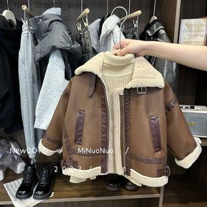 Down Coat Jacket for Boys Children's Velvet Warm Jackets Fleece Coat Toddler Baby Zipper Thickness Outerwear Korean Kids Winter Clothes Q231205