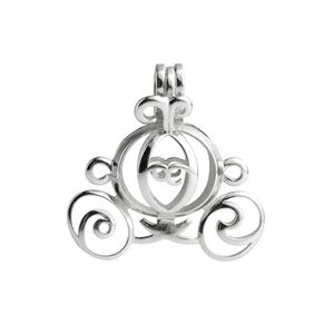 Pearl Cage Askepott Pumpkin Carriage Locket Wishing Gift 925 Sterling Silver Jewellery Pendant MONTERS 5 PIESS261T