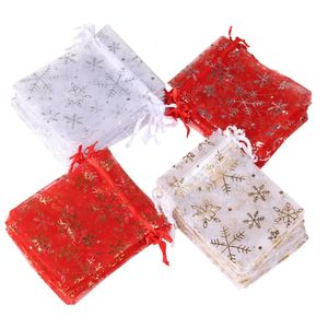 Hediye Sarma Baskı Organza Mücevher için Hediye Çantası Düğün Noel Partisi Şeker Paketleme 231204