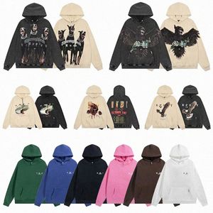 Mens Hoodie Sweatshirts Tasarımcı Mektubu Baskı Sokak Giyim Temsil edilen Hoodie Erkekler Vahşi Yüksek Sokak Kapüşonlu Top Sıradan Amerikan Trend Uzun Kollu Gevşek Çift