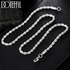 925 Sterling Silver Ed Rope Chain Halsband 16 18 20 22 24 tum 4mm för kvinnor Man mode bröllop charm smycken230l