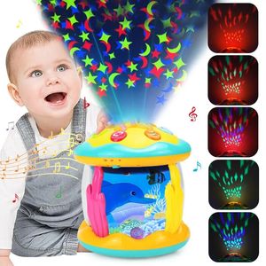 Keyboards Piano Baby Toys 6 to 12 Months Musical Light Up Tummy Time Infant Toys.Ocean Rotating Projector Baby Gifts for Toddlers Kids 231204