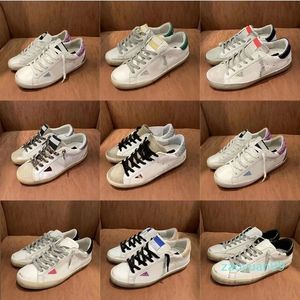 Tasarımcı Ayakkabı Kaz Kadın Süper Yıldız Spor Sneakers Marka Erkekler Sıradan Yeni Sürüm Lüks Ayakkabı Sequin Klasik Beyaz Yapmak Eski Kirli Kirli Ayakkabı Up Kadın Adam UNISEX