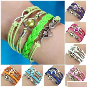 Charm-Armbänder Charm-Armbänder Liebe Herz Perle Freundschaft Unendlichkeit Lederarmband Drop Delivery Schmuck Armbänder Dhpeq