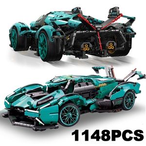 Diecast Model 1148pcs Technical Lamborghinis V12 Super Speed ​​Racing Car Building Blocks fordonsmonterade tegel leksak för vuxna barngåvor 231204