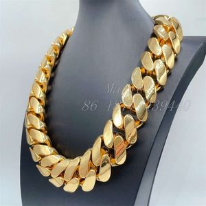 Collier de luxe en laiton de 30mm de largeur, grande chaîne en or, lien cubain personnalisé