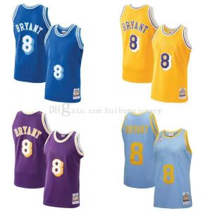 Camisa de basquete Bryant Black Mamba Mitchell Ness 2008-09 Amarelo Azul Homens Costurados Retro''Lakers Jerseys