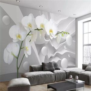 Carta da parati personalizzata 3d murale Dabstract Spazio Phalaenopsis Palla Soggiorno TV Sfondo Rilegato Muro Per la casa Sfondi di seta219g