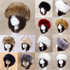BeanieSkull Caps Winter Thick Furry Hairband Fluffy Russian Faux Fur Women Girl Fur Headband Hat Winter Outdoor Earwarmer Ski Hats 231204