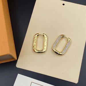 With BOX New Fashion Hoop Stud Earrings Womens Big Circle Simple Earring for Woman Girls Quality Studs Flower Letter Design Jewelr229z