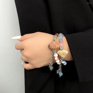 Charme Pulseiras Shell Frisado Pulseira Para Mulheres Meninas Borboleta Pingente Japonês Doce Bonito Moda Jóias Presente de Aniversário