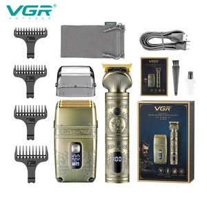 Lâminas de barbear VGR Barbeador Profissional Navalha Elétrica Portátil Máquina de Barbear À Prova D 'Água Aparador de Cabelo Metal Barba para Homens V 649 231205