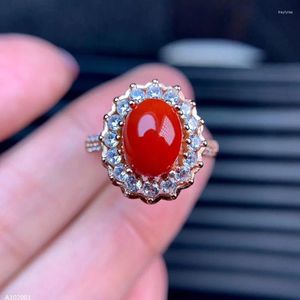 Cluster Rings KJJEAXCMY Fine Jewelry 925 Sterling Silver Inlaid Natural Gemstone Female Red Coral Ring Marry Got Engaged Party Birthday Gift