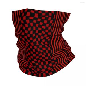 Halsdukar röda och svarta galna checkerboard ränder bandana nacke omslag balaclavas wrap halsduk pannband ridning för män kvinnor vindtät
