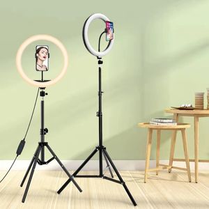Selfie Lights Mobile Selfie Ring Light Pography Light Led Rim Of Lamp With Mobile Holder Large Tripod Stand For Youtube RGB Tok Ringlight 231204
