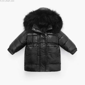 Down Coat Olekid 2023 Winter Down Jacket For Girl Hooded Real Raccoon Fur Girl Winter Coat 3-10 Years Kids Toddler Ytterkläder Kläder Parka Q231205