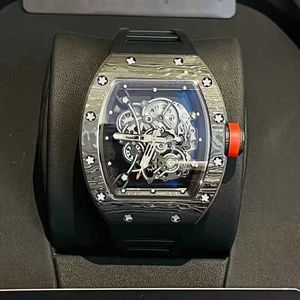 Richar Milles Orologio svizzero automatico Orologi di lusso Milles Nuovo elemento Rm055 Fibra di carbonio Hollow Toxo Volano Macchina Miller Mens Rubber Band