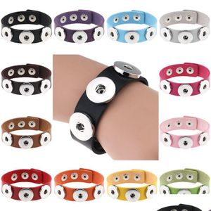 Charm-Armbänder Charm-Armbänder Sier Snap Fit Diy Snaps Buttons Schmuck 18 mm Knoten Ingwer Leder Drop Delivery Schmuck Armbänder Dhf0D