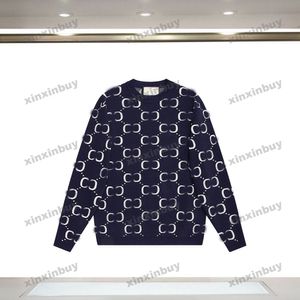 xinxinbuy Felpa con cappuccio da uomo firmata Felpa con doppia lettera in tessuto jacquard manica lunga da donna blu Nero bianco grigio S-XL