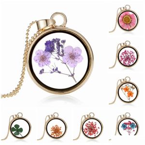 Pendant Necklaces Pendant Necklace Fashion Pretty Romantic Crystal Glass Floating Locket Dried Flower Drop Delivery Jewelry Necklaces Dhahr