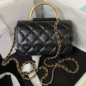 12A Upgrade Mirror Designer di qualità Mini borsa per telefono 17,2 cm Borsa da donna trapuntata in vera pelle Borsa con manico di lusso Borsa a tracolla in pelle di agnello nera con scatola