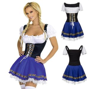 Temadräkt ktoberfest flickor vuxen oktoberfest bayern tysk öl maid wench kostym karneval party klänning212d