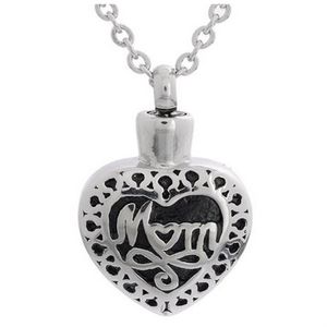 Lily Cremation smycken rostfritt stål vattentät mamma hjärta urn hänge minnesmärke Keepsake Pendant Halsband med en presentpåse189n