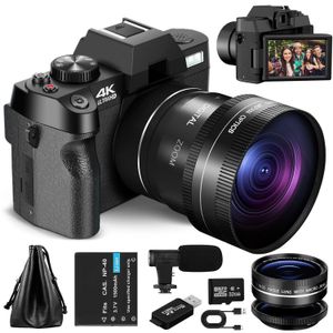 Câmera digital para fotografia e vídeo - zoom digital 16X, câmera vlogging 4K 48MP com tela giratória de 180°, perfeita para capturar imagens e vídeos impressionantes