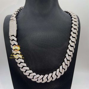 Stylish Pass Tester Sterling Sier 15mm 3 rader isade ut smycken Hip Hop VVS1 Moissanite Diamond Cuban Link Chain