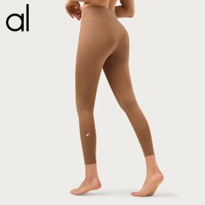 tessuto AL Lycra tinta unita pantaloni da yoga da donna vita alta sport abbigliamento da palestra leggings pantaloni da fitness elasticizzati da donna