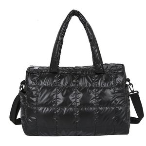 Evening Bags Winter Women Down Messenger Bag Quilted Space Cotton Padded Tote Shoulder Bag Female Large Capacity Fluffy Top-handle Bags 231205