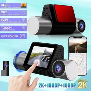 A6 2K + 1080P + 1080P Dash Cam 3 câmeras GPS embutido 5G WiFi visão noturna infravermelha carro DVR veículo câmera traço ADAS A6S