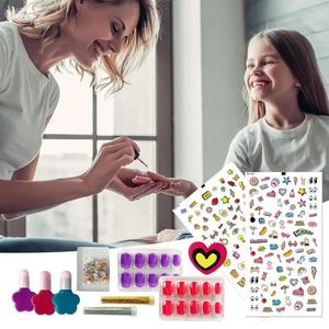 Stickers Decals Kids Nail Kit WaterBased Peel Off Toys 2Pcs Of UV 3 Bottles Polish 1Pack Glitter 231216