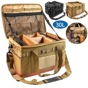 Sacos ao ar livre 30L Camping Picnic Storage Bag Dobrável Grande Lâmpada Talheres Caminhadas Viagem Cozinhar Utensílio Organizador 231204