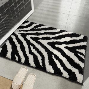 Carpets 2023 Print Bathroom Mat Simple Cozy Zebra Cow Soft Carpet Super Absorbent Slip-resistant Pad Kitchen Floor Door