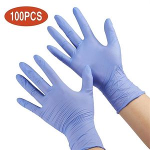 100 pçs crianças luvas descartáveis luvas de nitrilo roxo-látex-pó produto comestível para artesanato pintura cozinhar limpeza y200193k